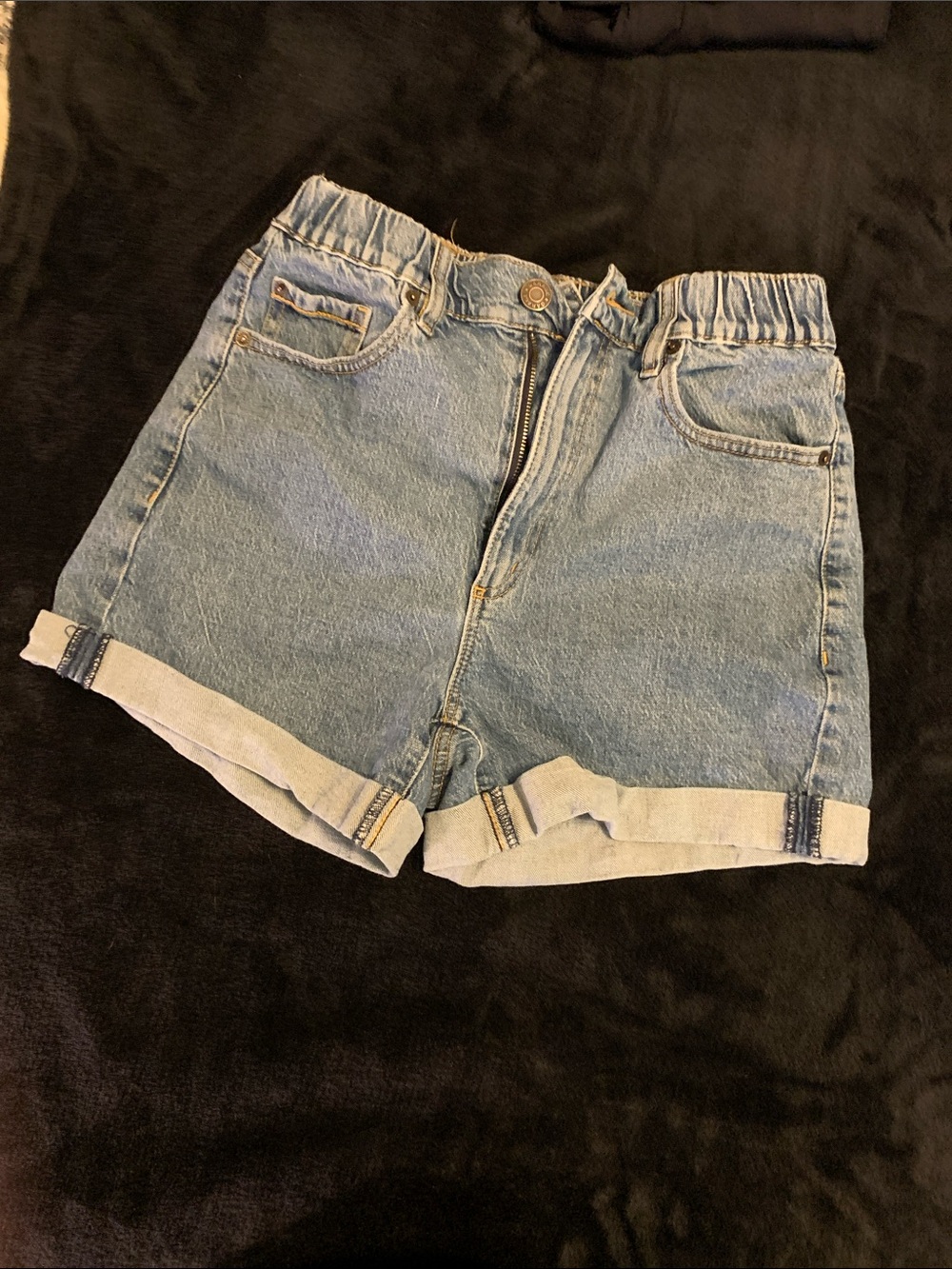 Garage Light Wash Denim Shorts with Rolled Hem